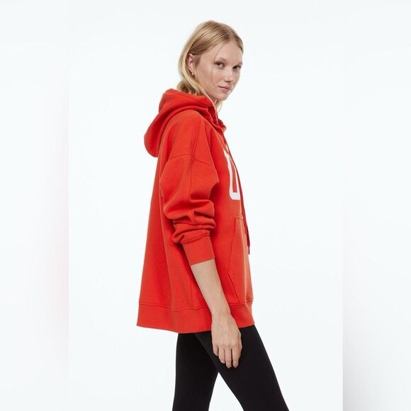H&M UCLA Bruins Oversized Orange & White Hoodie Sweatshirt Size Large NEW - Picture 9 of 13